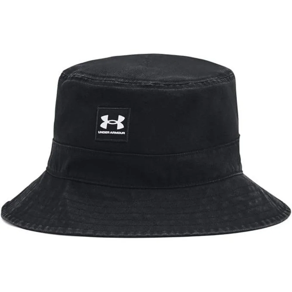 Under Armour Bucket Hat Mens L/XL Black New Washed Cotton Twill Logo 1376704